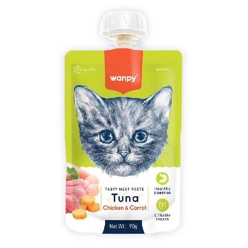    - Cat food for pregnant and nursing cats  Wanpy Cat Treats – Tasty Meat Paste Tuna , Chicken and Carrot 90g