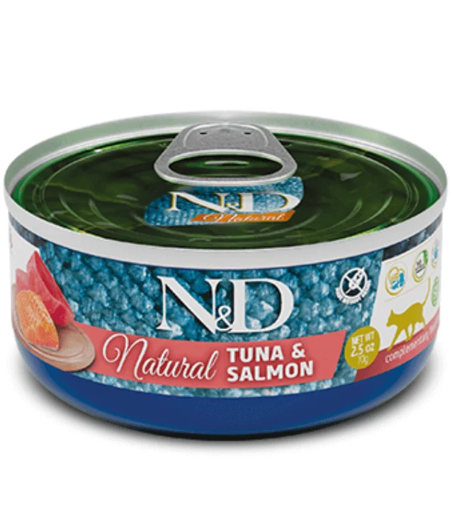 4. **Price and Purchasing**  Farmina N&D Natural Tuna & Salmon Grain Free Wet Cat Food 70g