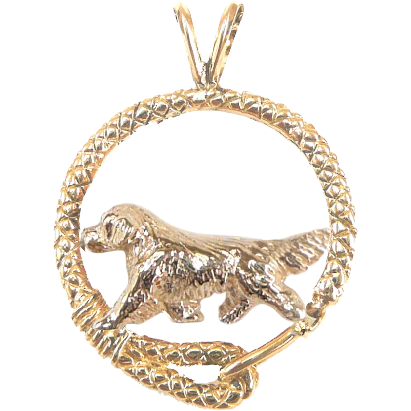 Solid 14K Gold Golden Retriever Leash Pendant