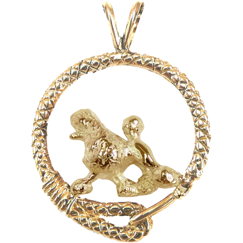 Solid 14K Gold Poodle Leash Pendant