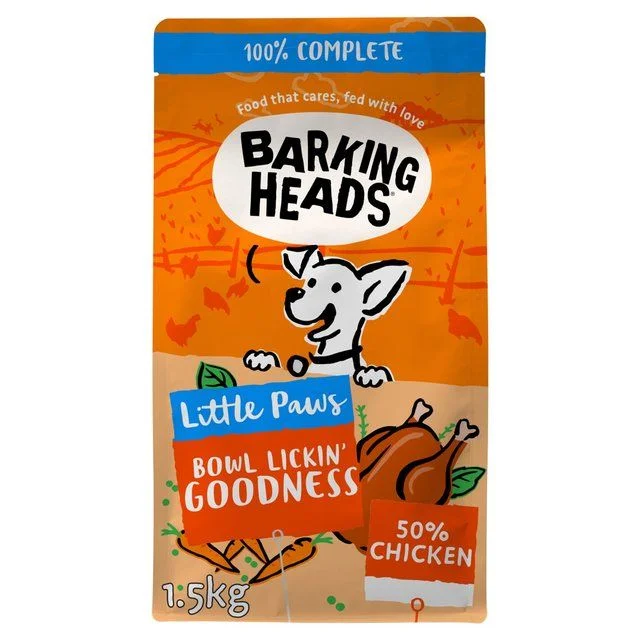 - How is Birgi dog foodBarking Heads Little Paws Bowl Lickin' Goodness Chicken Dry Dog Food   1.5kg