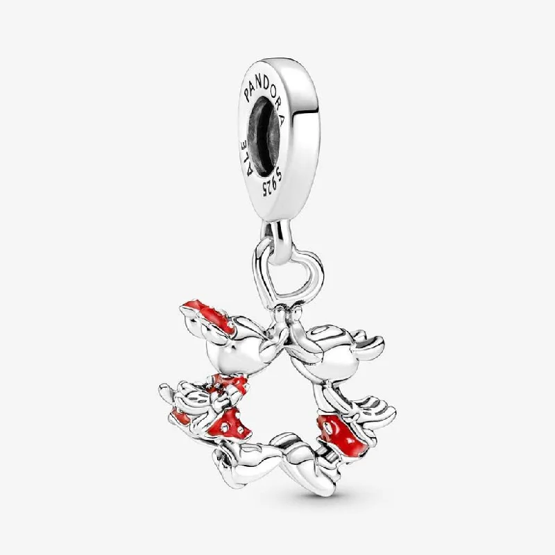 PANDORA : Disney Mickey Mouse & Minnie Mouse Kissing Dangle Charm