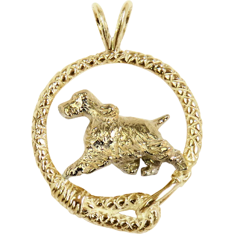 Solid 14K Gold English Springer Spaniel Leash Pendant