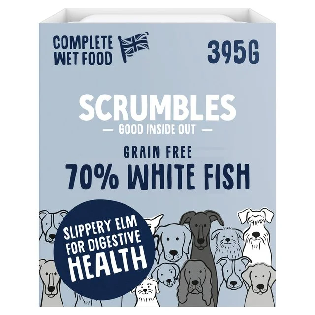  -Cost-effective dog foodScrumbles Dog Food Grain Free White Fish   395g