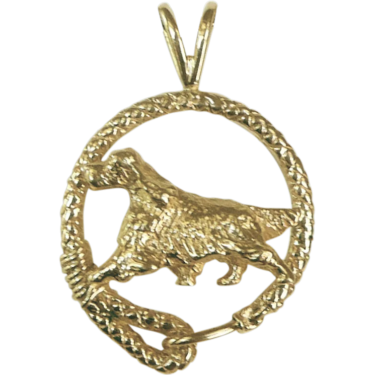 English Setter Solid 14K Gold  Leash Pendant