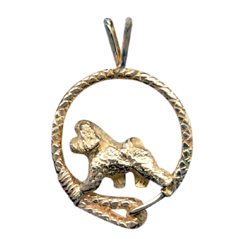 Bichon Frise Solid 14K Gold Leash Pendant