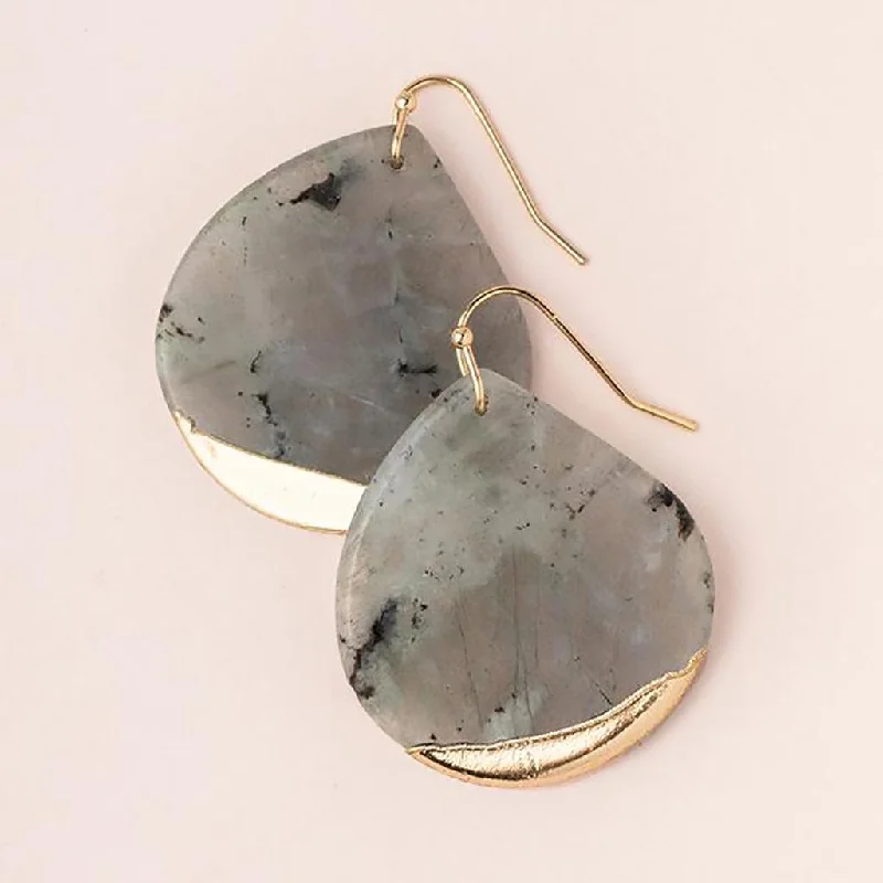 Scout Curated Wears : Stone Dipped Teardrop Earring - Labradorite/Gold