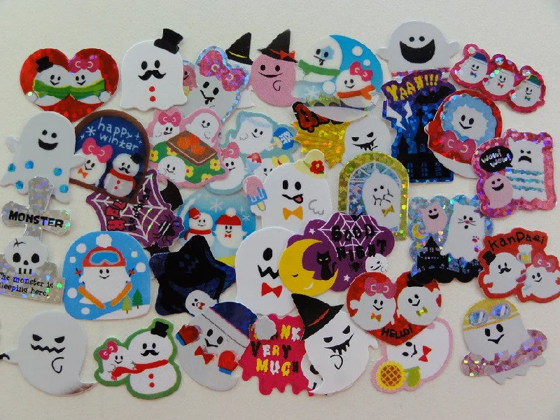 Cute Kawaii Ghost / Halloween Flake Sack Stickers - 35 pcs