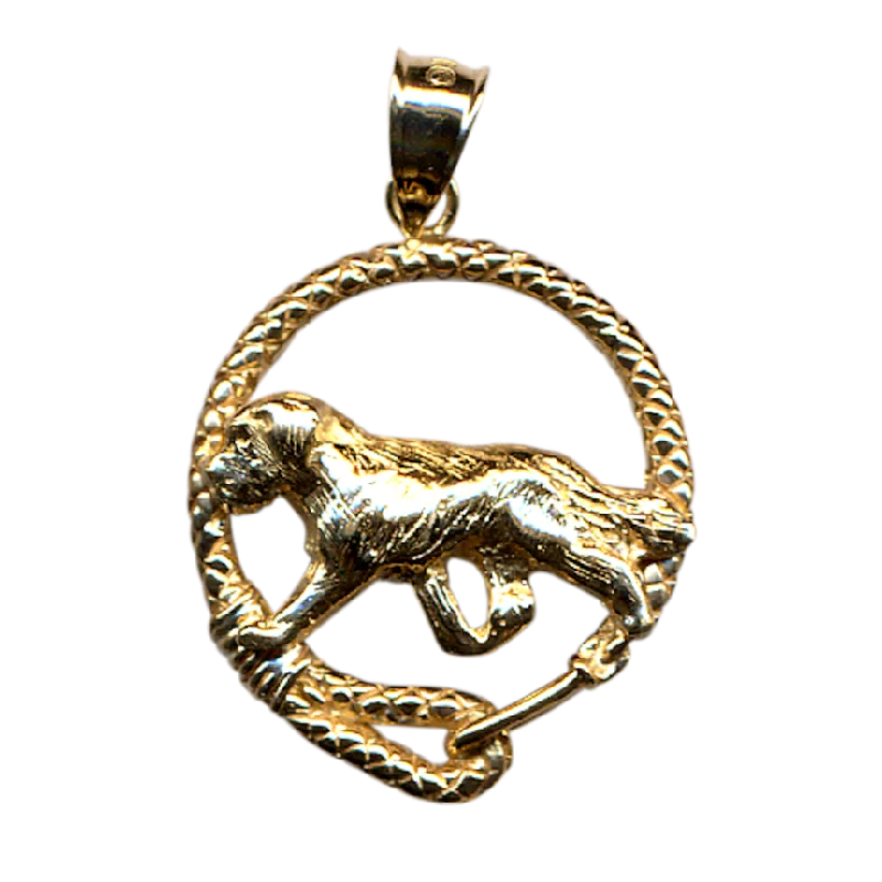 Solid 14K Gold Saint Bernard Leash Pendant