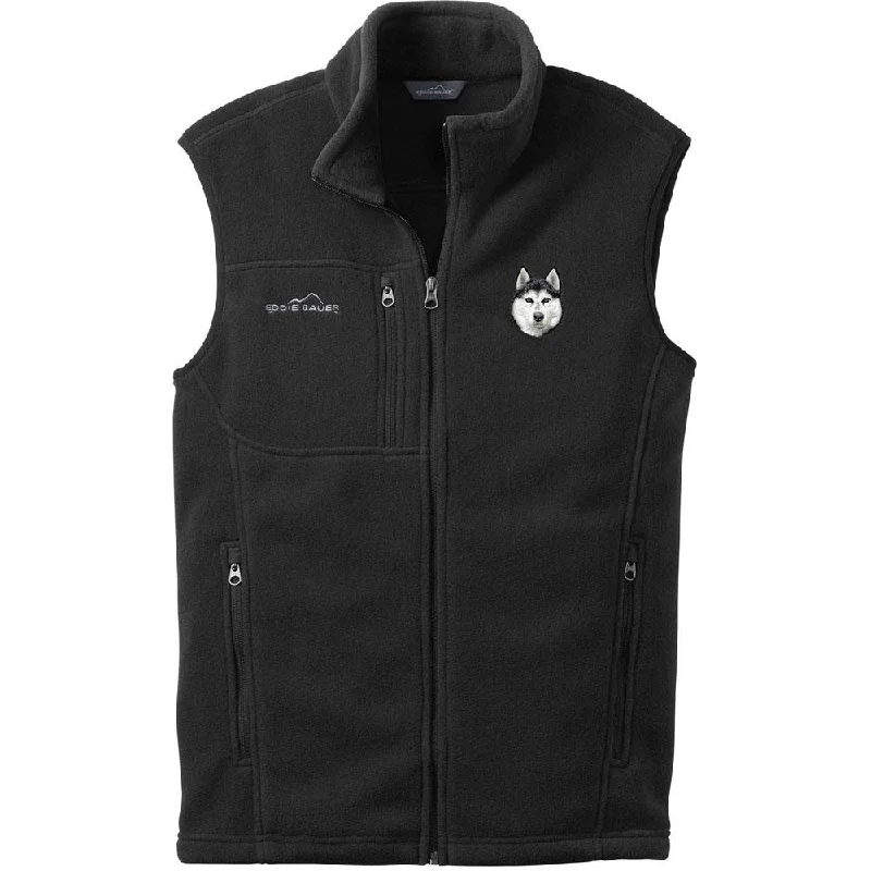 Siberian Husky Embroidered Mens Fleece Vest