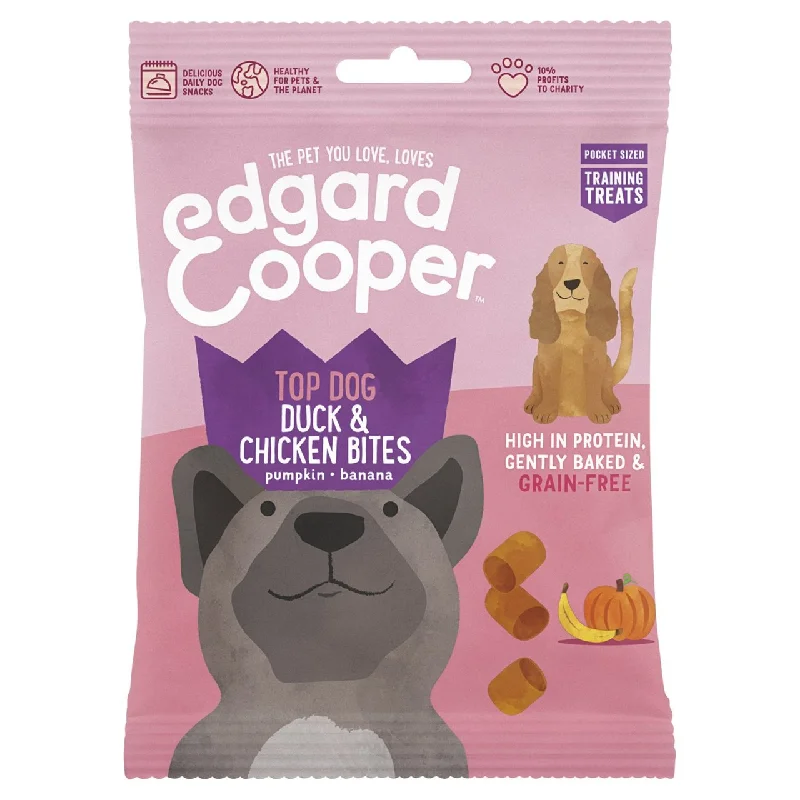 4. **Pet toys are bite-resistant and wear-resistant**Edgard & Cooper Grain Free Bites with Duck Chicken Pumpkin & Banana 50g