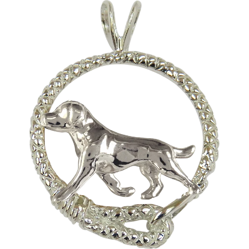 Labrador Retriever in Solid Sterling Silver Leash Pendant