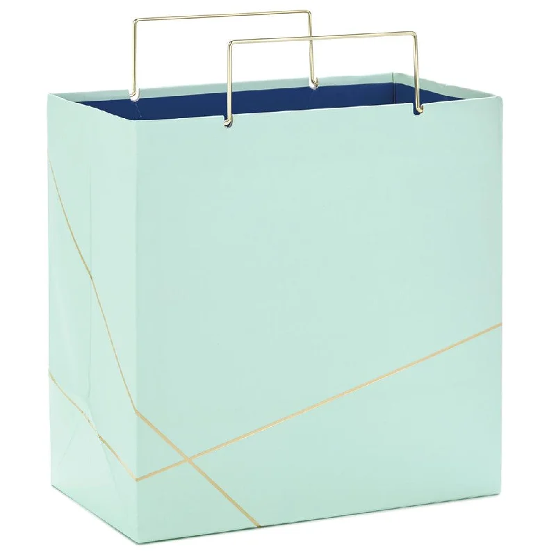 Hallmark : 7.7" Mint Green With Gold Medium Square Gift Bag