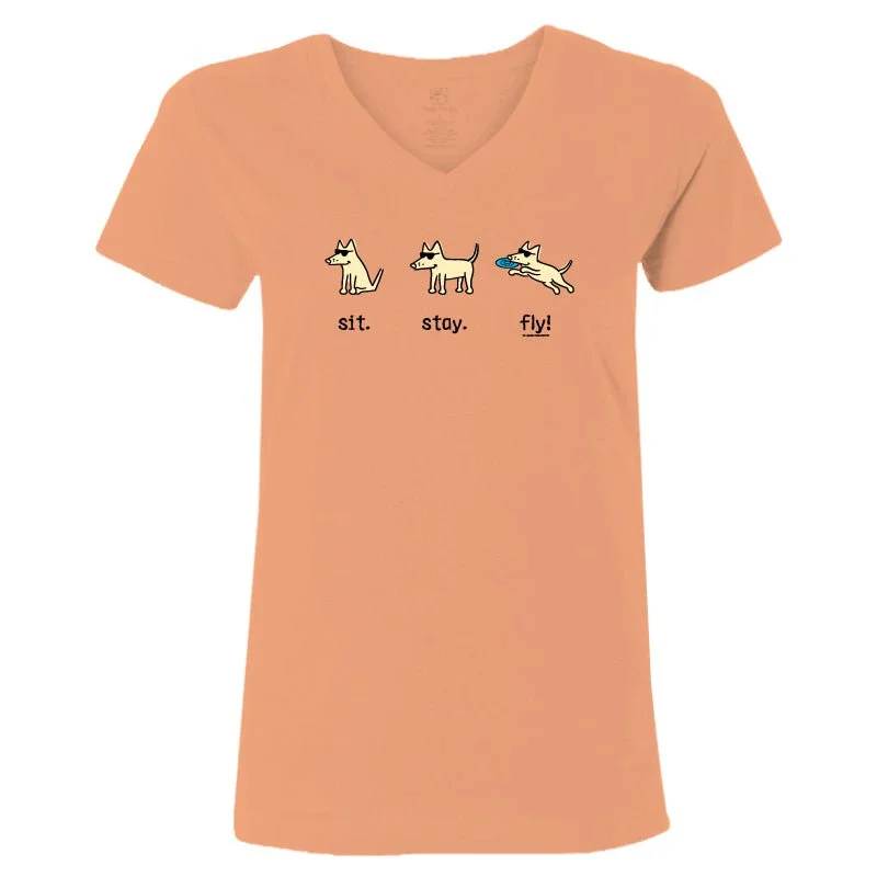 Sit Stay Fly - Ladies T-Shirt V-Neck