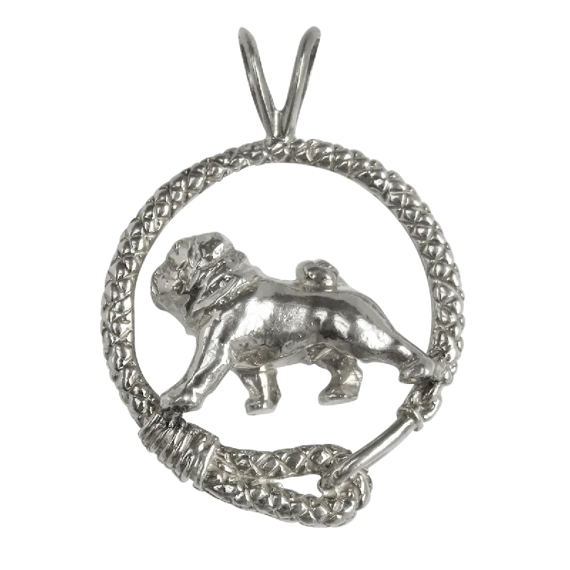 Pug in Solid Sterling Silver Leash Pendant