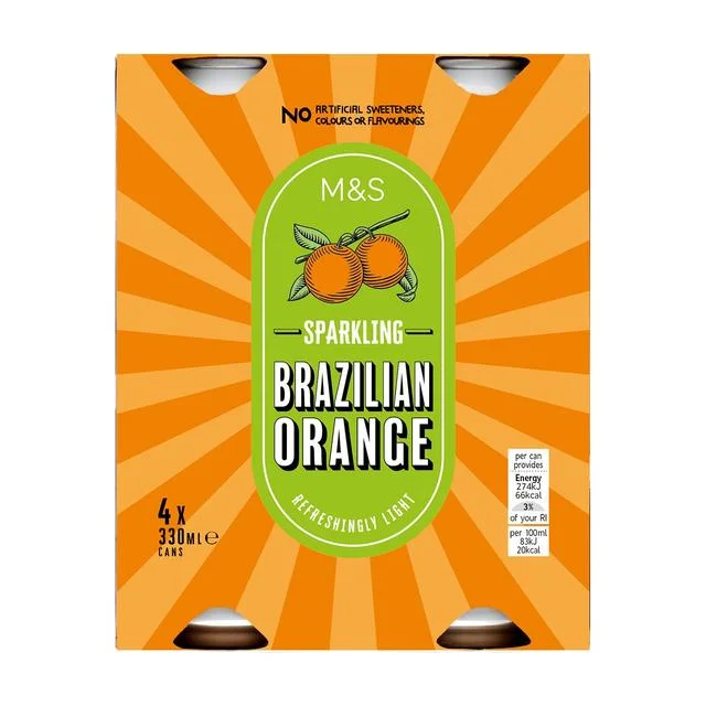 M&S Sparkling Brazilian Orange Drink   4 x 330ml