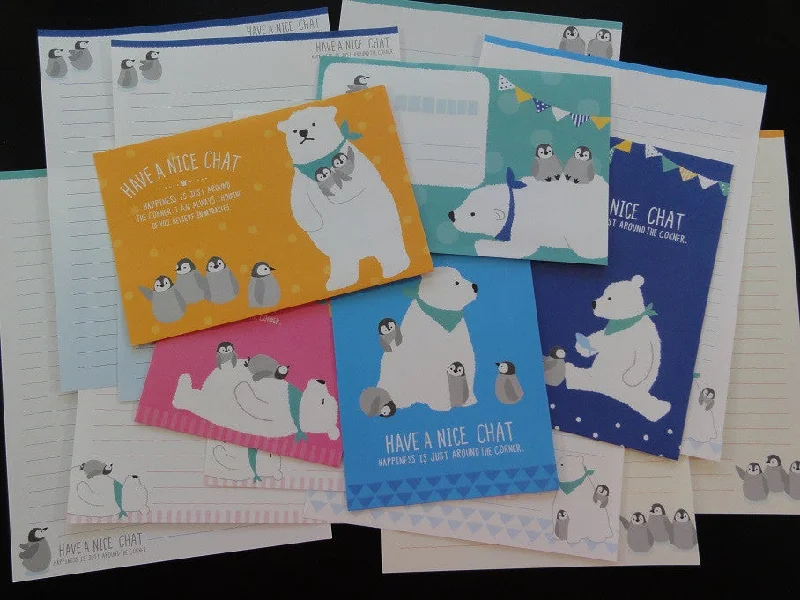 Kawaii Cute Bear and Penguins North Pole Winter Letter Sets