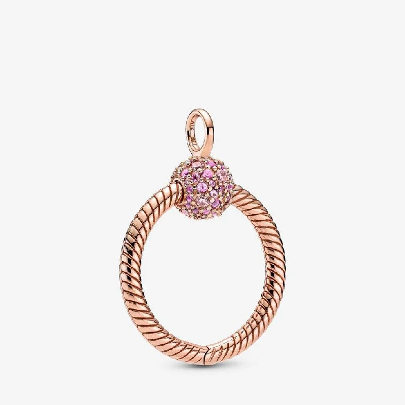 PANDORA : Pandora Moments Small Pavé O Pendant in Rose Gold