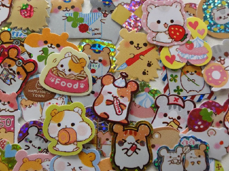 Cute Kawaii Hamster Pet Flake Stickers - Rare