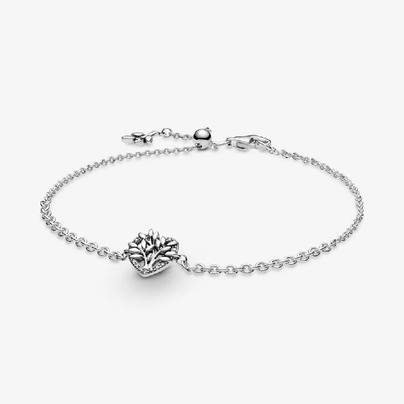 PANDORA : Heart Family Tree Chain Bracelet (7.9")