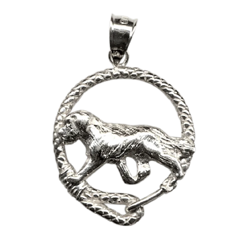 Saint Bernard in Solid Sterling Silver Leash Pendant