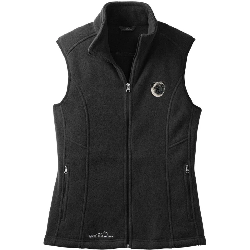 Pug Embroidered Ladies Fleece Vest