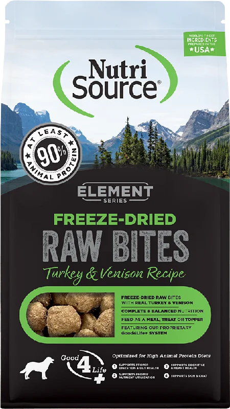 - Food for large dogsNutriSource Element Freeze-Dried Bites Turkey & Venison Recipe Dog Food