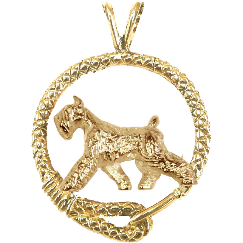 Giant Schnauzer Solid 14K Gold  Leash Pendant