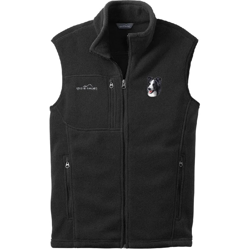 Border Collie Embroidered Mens Fleece Vest