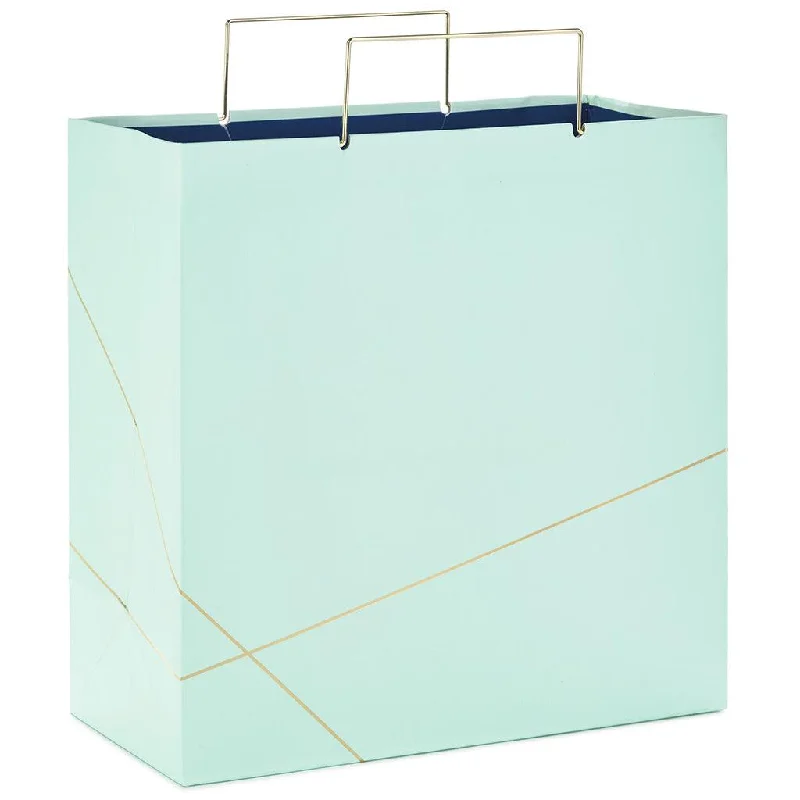 Hallmark : 10.4" Mint Green With Gold Large Square Gift Bag