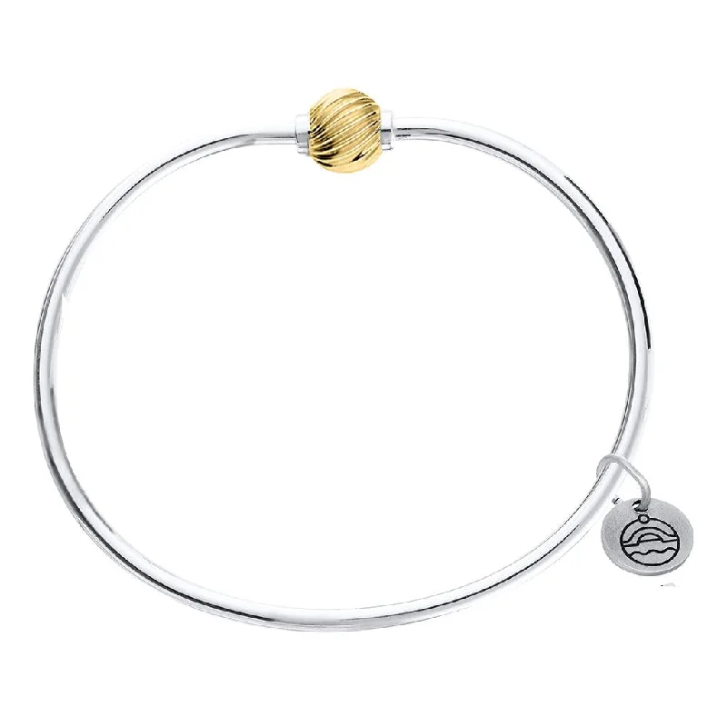 LeStage® Cape Cod : Swirl Beaded Bangle in Sterling Silver with 14k Gold