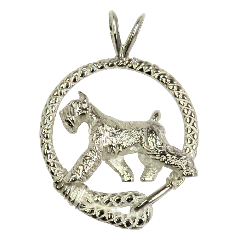 Giant Schnauzer in Solid Sterling Silver Leash Pendant