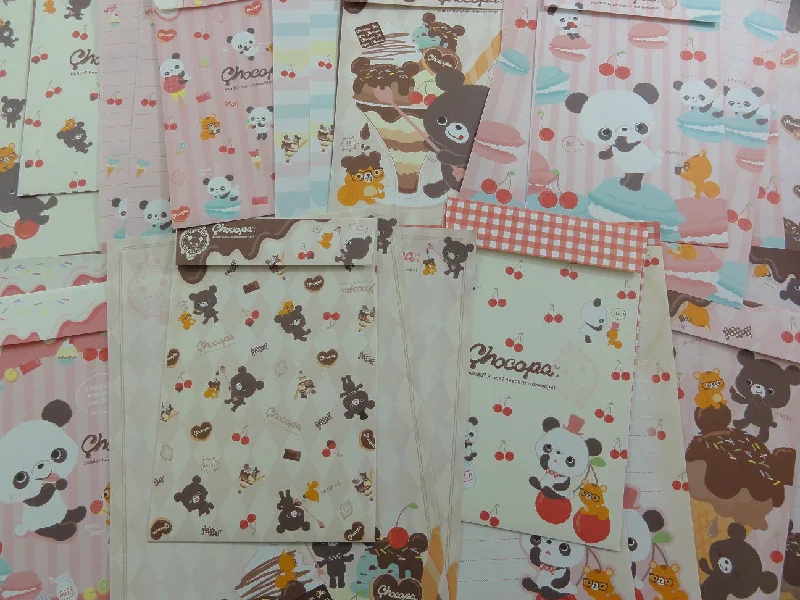 Kawaii Cute San-X Chocopa Panda Letter Writing Paper + Envelope Theme Stationery Set - B