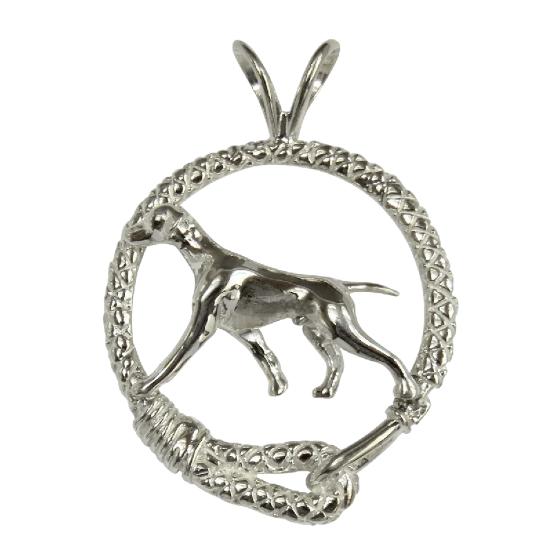 Vizsla in Solid Sterling Silver Leash Pendant