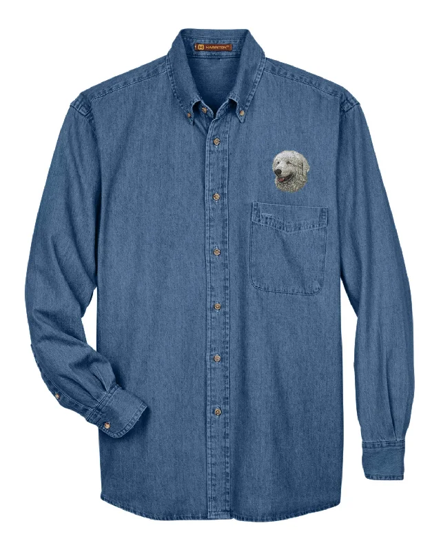 Kuvasz Embroidered Mens Denim Shirts