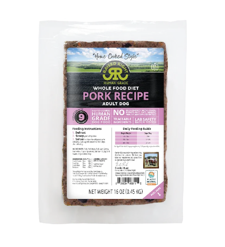 Raised Right Frozen Pork Adult Dog Recipe 16oz