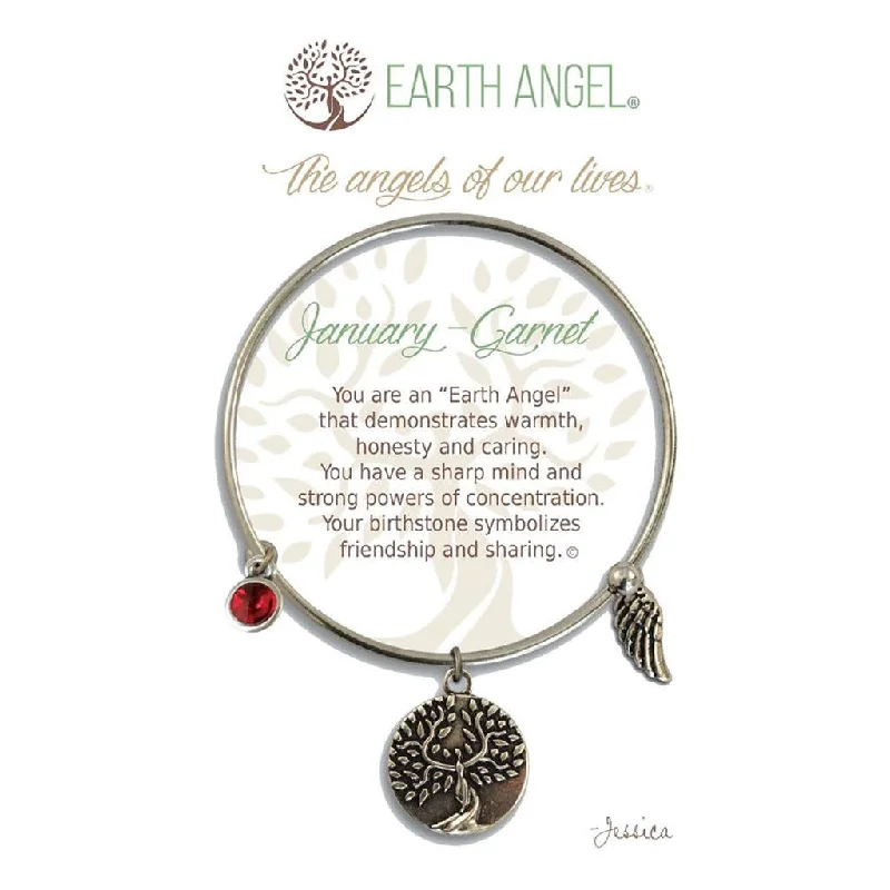 Earth Angel : January - Garnet Birthstone Bracelet in Silver