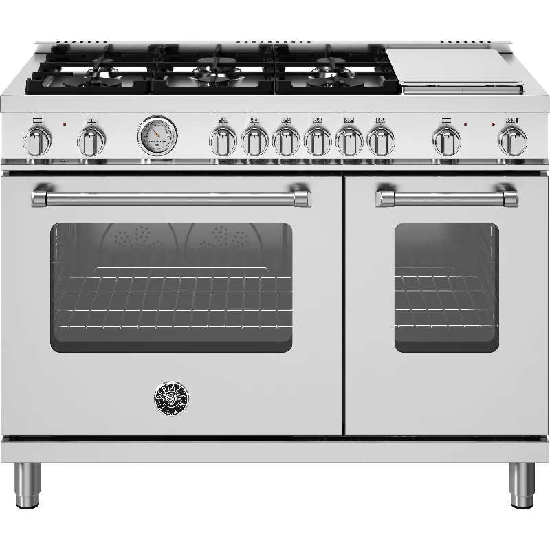 Bertazzoni 48-inch Freestanding Dual Fuel Range with Griddle MAS486GDFMXV