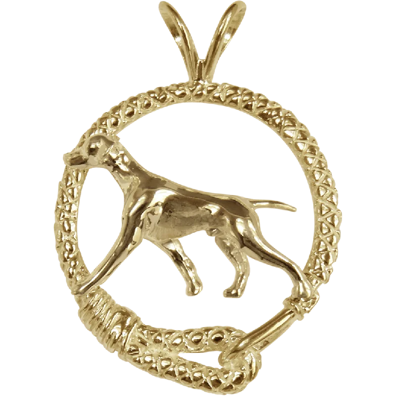 Solid 14K Gold Vizsla Leash Pendant