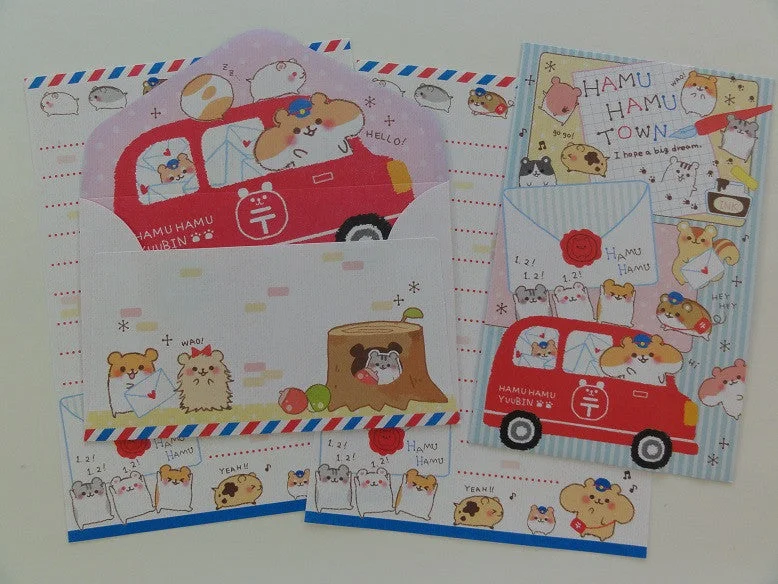 Cute Kawaii Crux Hamu Hamu Town Hamster Mini Letter Sets - A - Rare