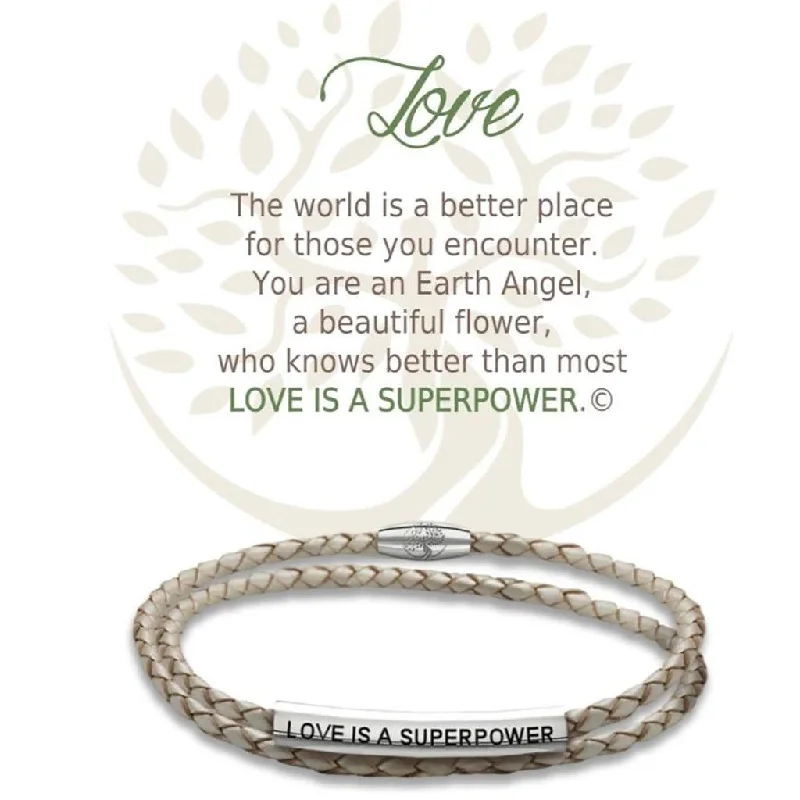 Earth Angel : Love Champagne Leather Bracelet