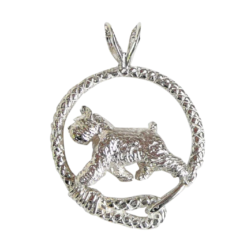 Bouvier des Flandres in Solid Sterling Silver Leash Pendant