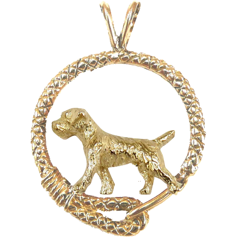 Border Terrier Solid 14K Gold Leash Pendant