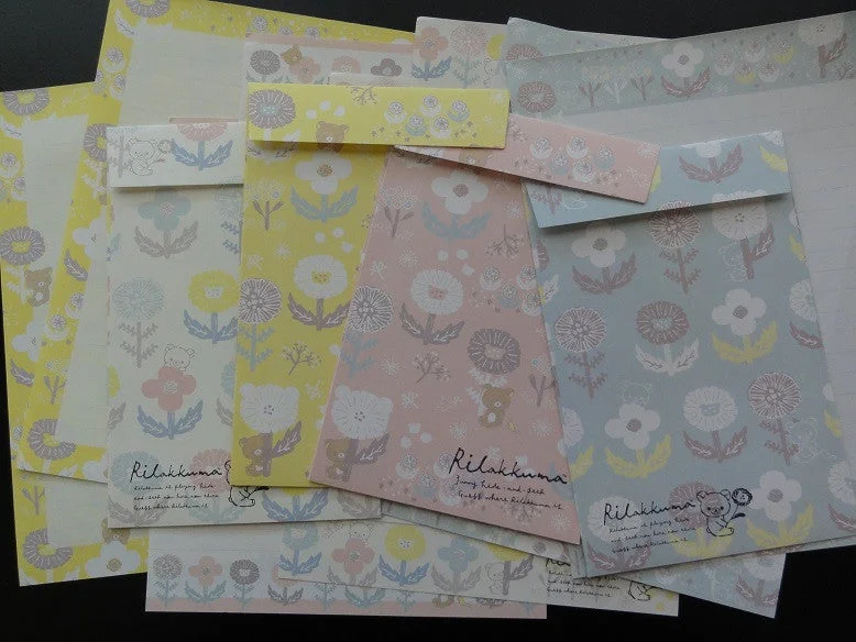 z San-X Rilakkuma Bear Flower Garden Hide and Seek Letter Sets