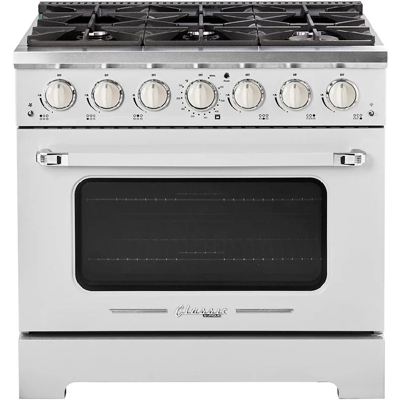 Unique Appliances 36-inch Freestanding Classic Retro Gas Range with Pro Convection UGP-36CR W