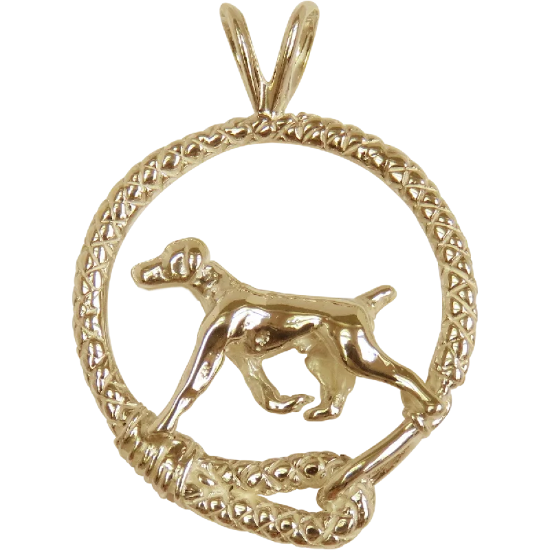 German Shorthaired Pointer Leash Solid 14K Gold  Pendant