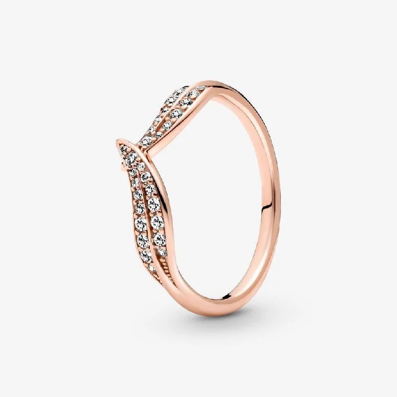 PANDORA : Sparkling Leaves Ring in Rose Gold