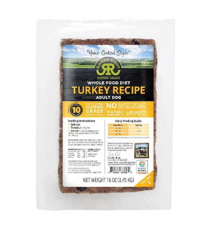 Raised Right Frozen Turkey Adult Dog Recipe 16oz