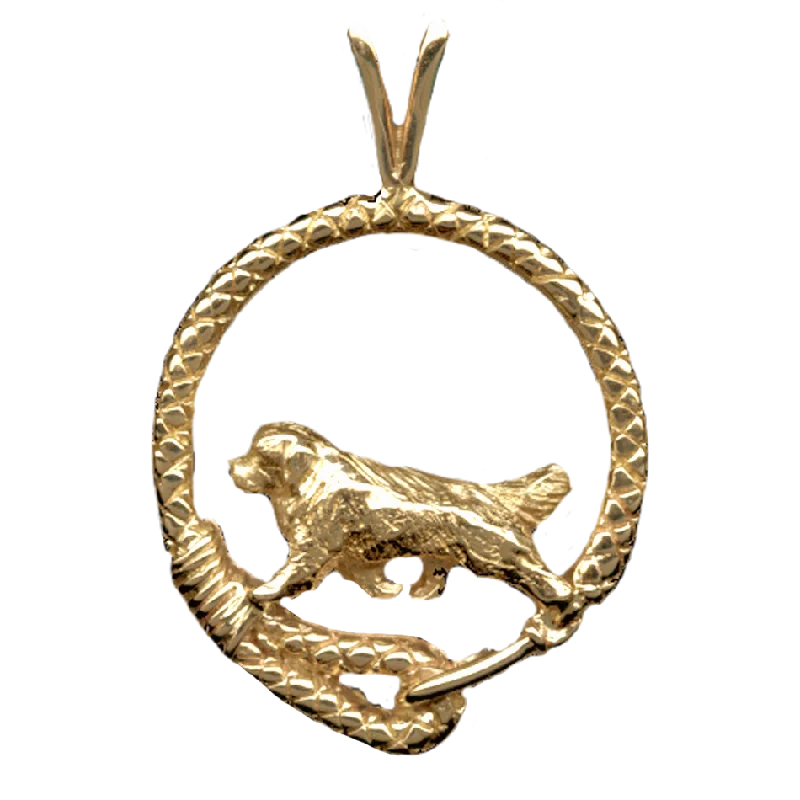 Solid 14K Gold Newfoundland Leash Pendant