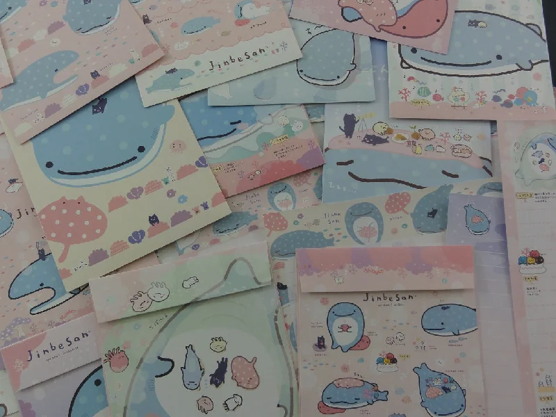 San-X Jinbesan Whale Letter Paper + Envelope Theme Set